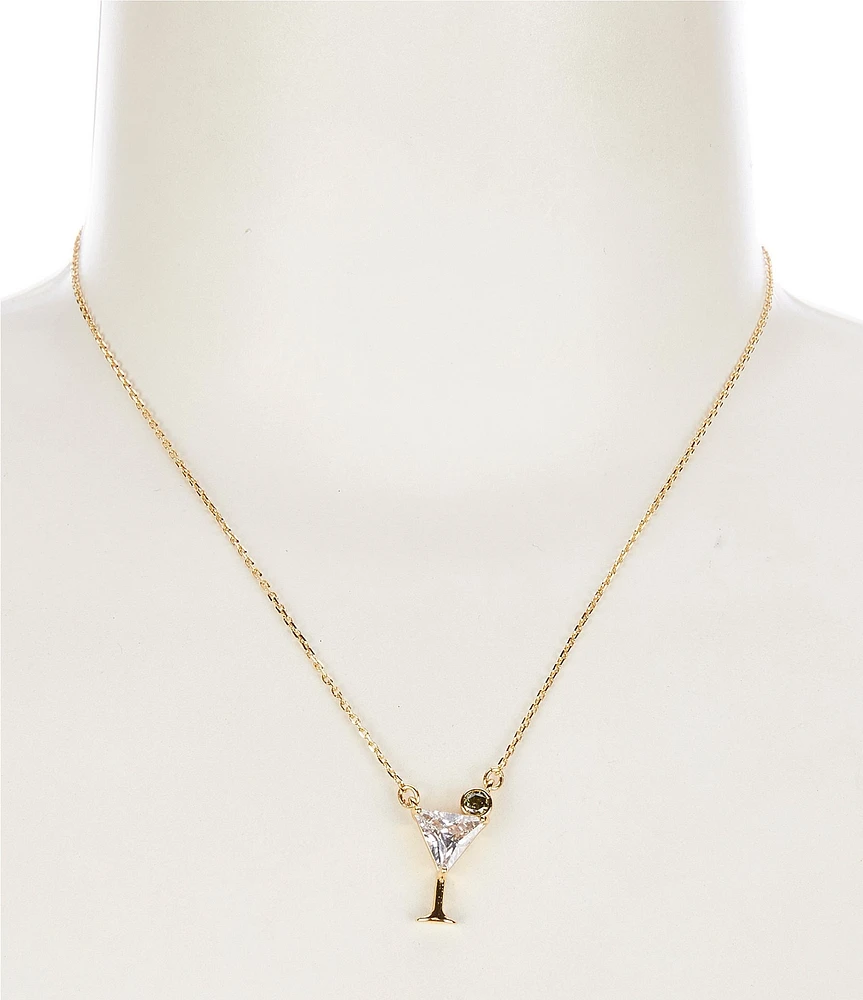kate spade new york Shaken Or Stirred Rhinestone Mini Novelty Short Pendant Necklace