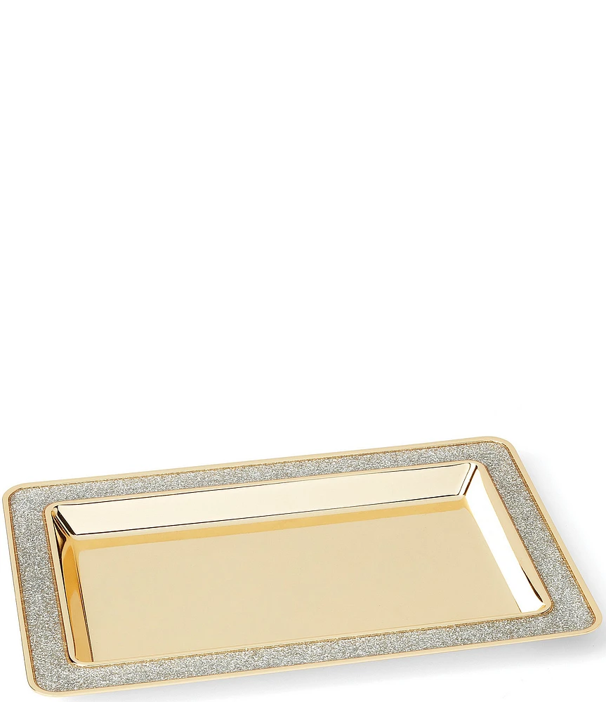 kate spade new york Sitting Pretty Silver Glitter Tray