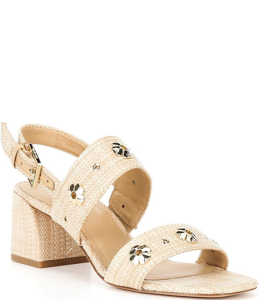 kate spade new york Spade Raffia Floral Ornamented Block Heel Sandals