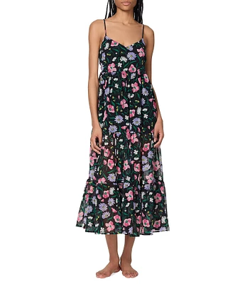 kate spade new york Spring Bouquet Mesh V-Neck Tiered Midi Swim Cover-Up Dress
