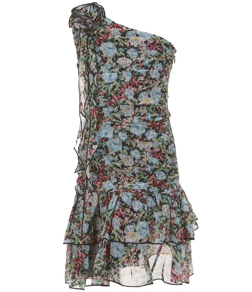 KatieJNYC Big Girls Clara One-Shoulder Floral Sheath Dress