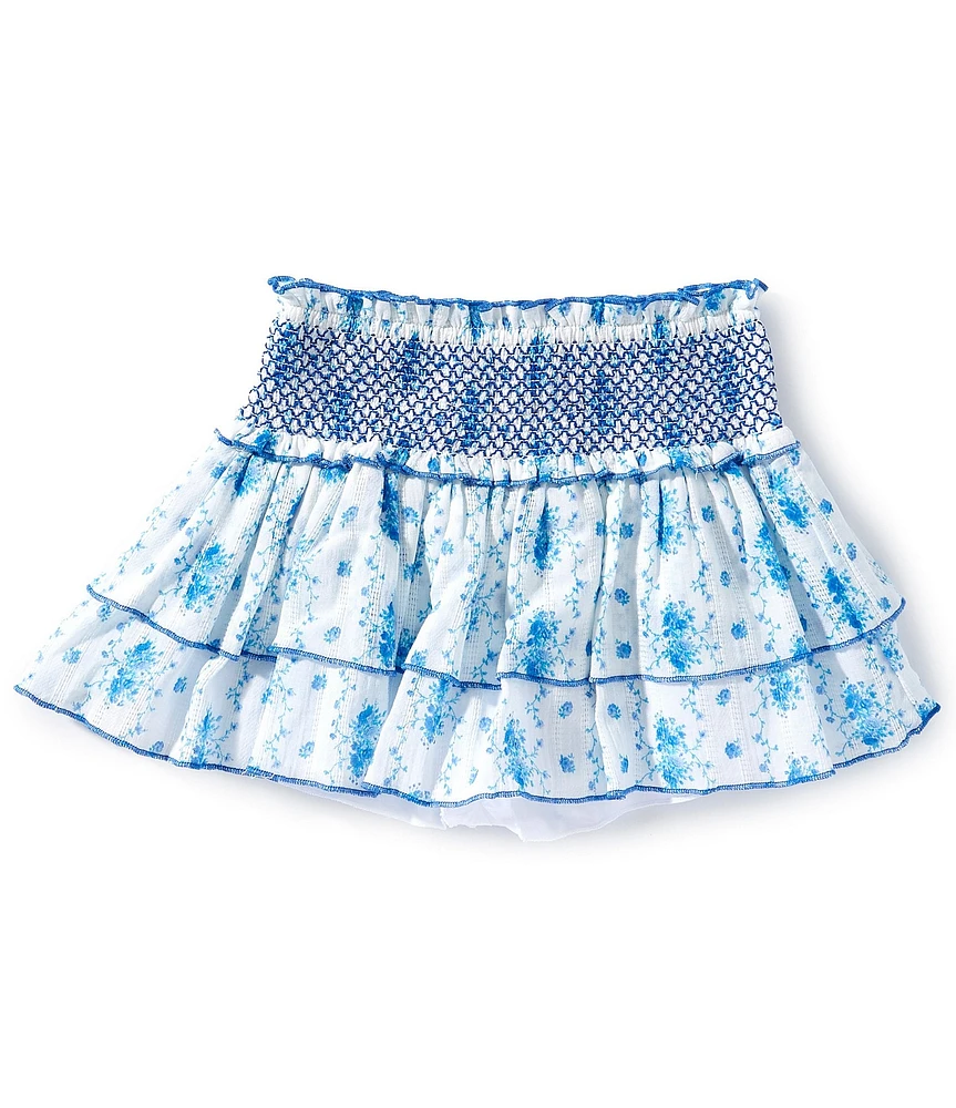 KatieJNYC Big Girls Dominique Floral Print Ruffle Skort