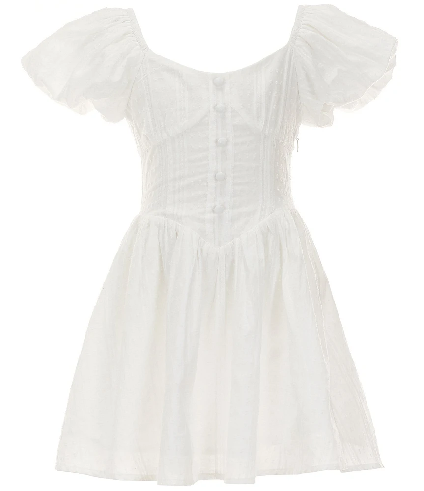 KatieJNYC Big Girls Greta Short Sleeve Smocked Back Fit & Flare Dress