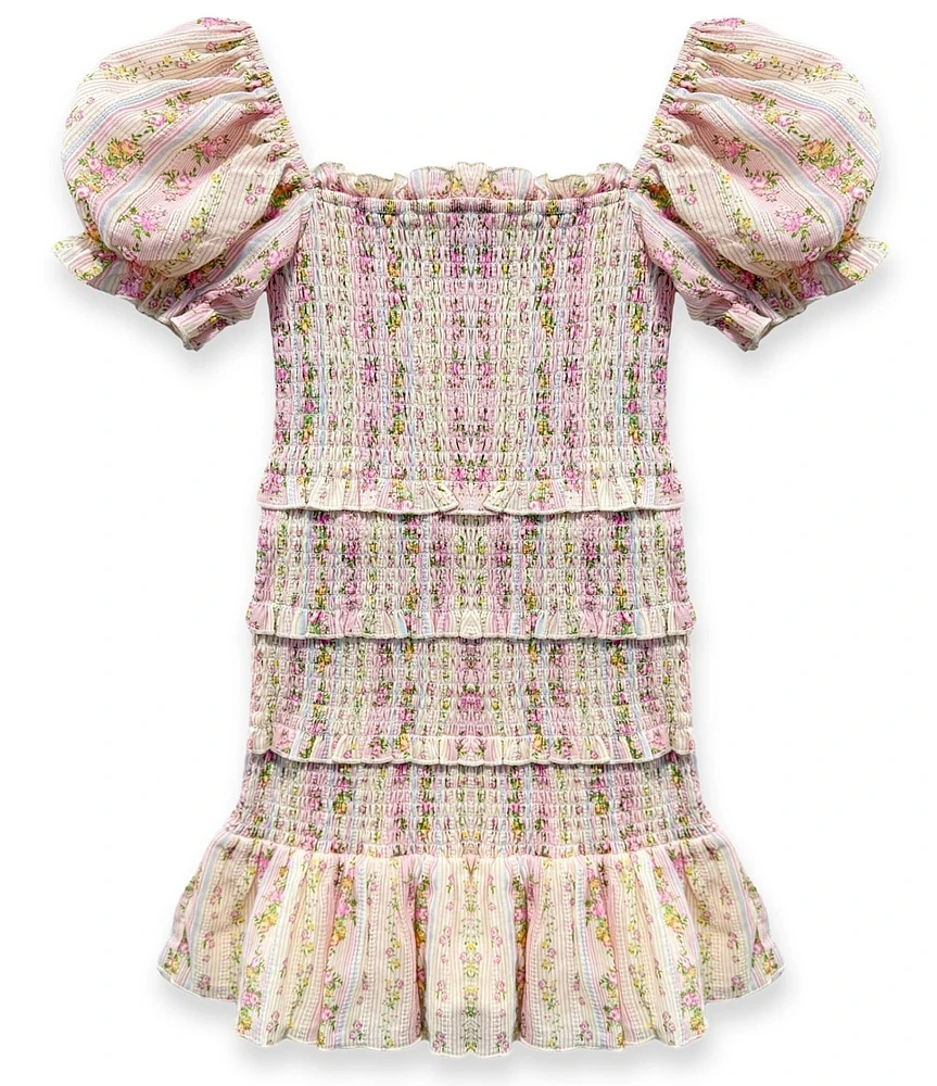 KatieJNYC Big Girls Laila Shabby Floral Printed Smocked Dress