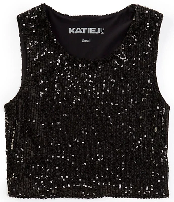 KatieJNYC Big Girls Sleeveless Miley Sequin-Embellished Cropped Tank Top