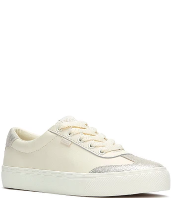 Keds Jump Kick T-Toe Leather Glitter Accent Platform Sneakers