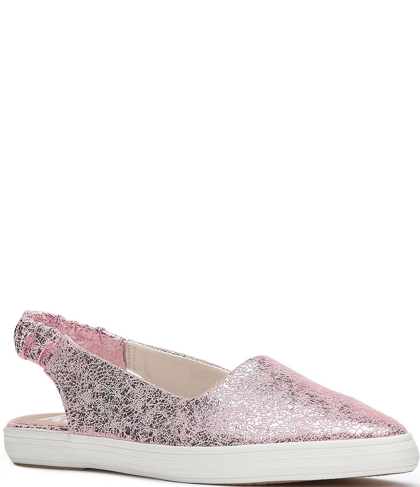 Keds Point Slingback Distressed Metallic Leather Flats