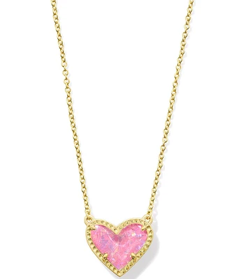 Kendra Scott Ari Heart Glass Gold Short Pendant Necklace