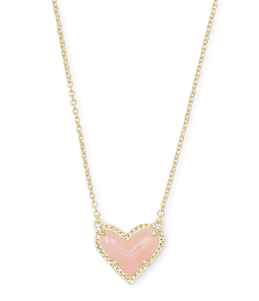 Kendra Scott Ari Heart Gold Rose Quartz Short Pendant Necklace