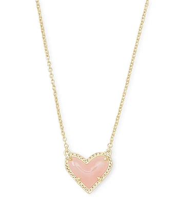 Kendra Scott Ari Heart Gold Rose Quartz Short Pendant Necklace