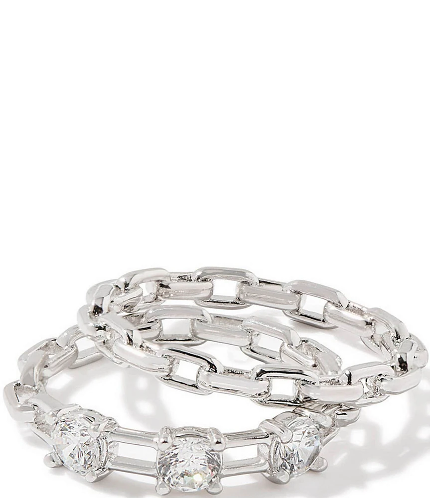 Kendra Scott Lexi Crystal Band Chain Ring Set