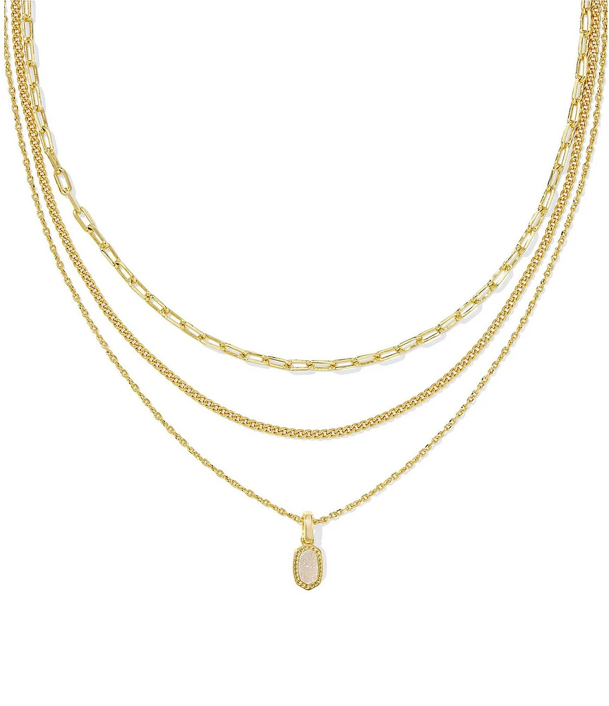 Kendra Scott Mini Elisa Drusy Triple Strand Short Chain Necklace