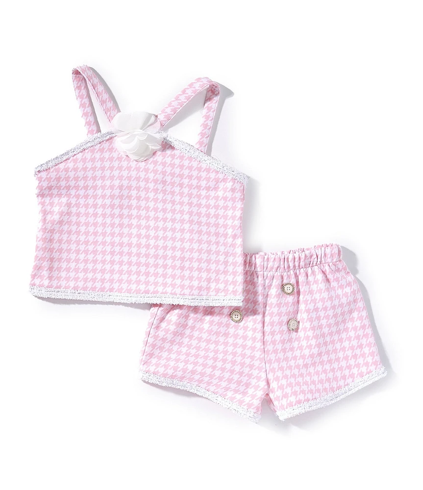 Kids Headquarters Little Girls Sleeveless Houndstooth Tank Top & Matching Shorts Set