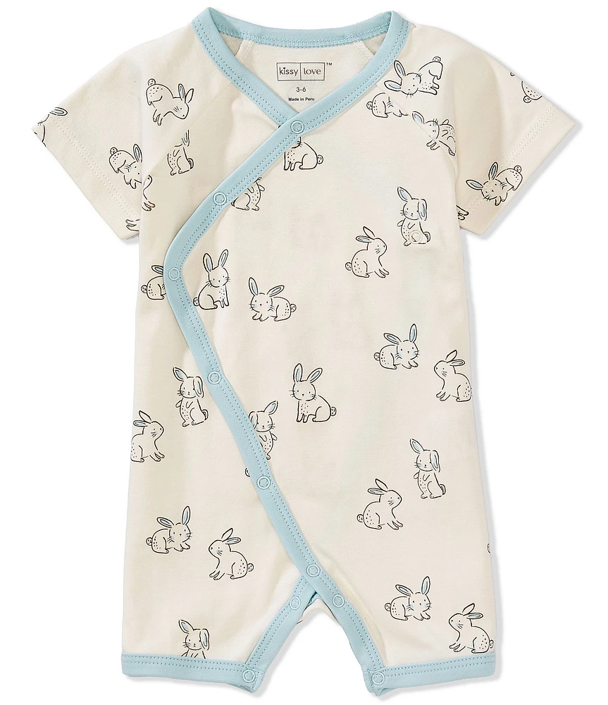 Kissy Kissy Baby Boys Short Sleeve Bunny Buddies Shortall