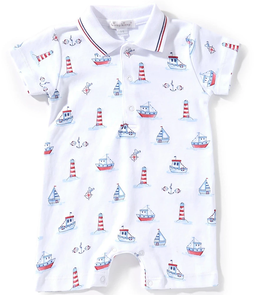 Kissy Kissy Baby Boys Short Sleeve Seas The Day Printed Shortall