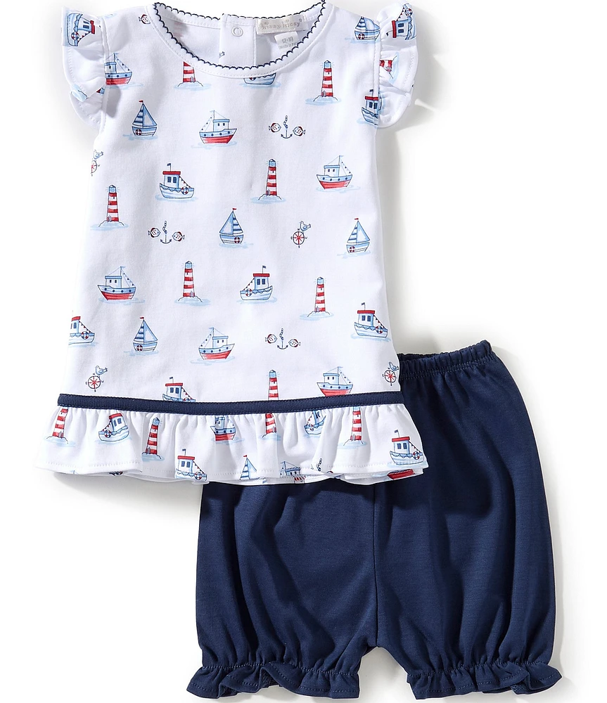 Kissy Kissy Baby Girls Seas The Day Ruffle Sleeve Top & Shorts Sunsuit Set