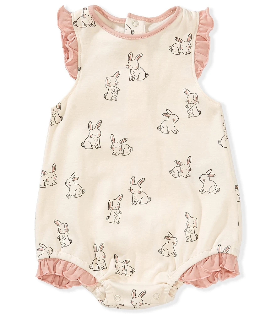 Kissy Kissy Baby Girls Flutter-Sleeve Bunny Buddies Romper