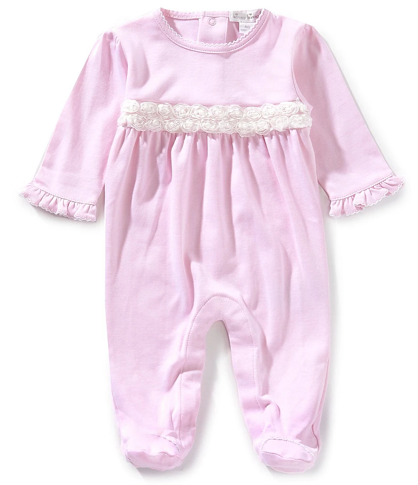 Kissy Kissy Baby Girls Long Sleeve Rosette-Detailed Footie