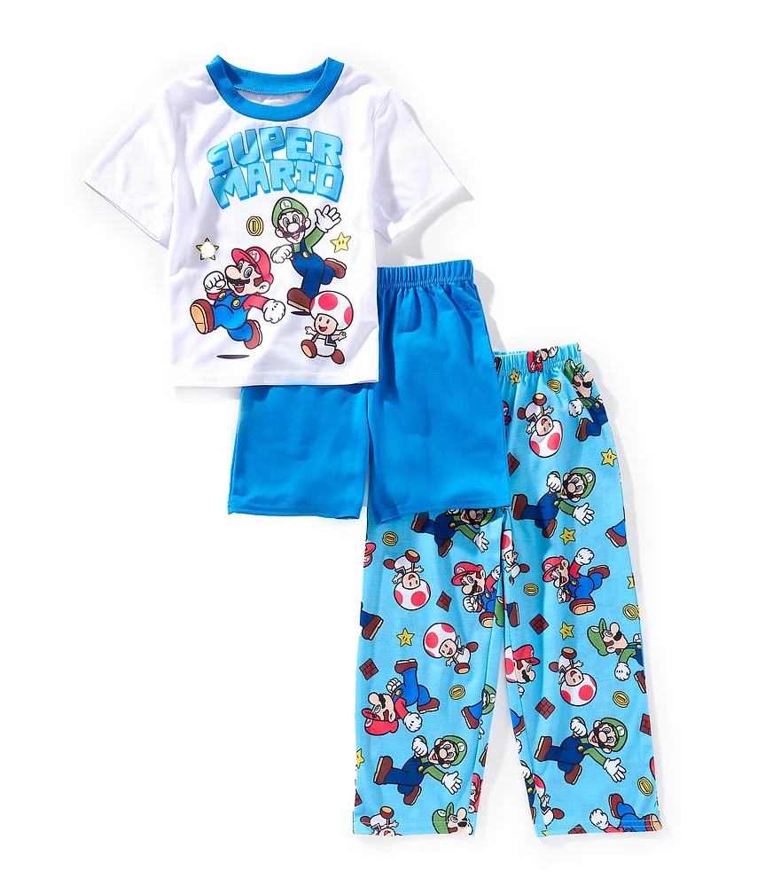 Komar Kids Little/Big Boys Short Sleeve Mario Pajama 3-Piece Set