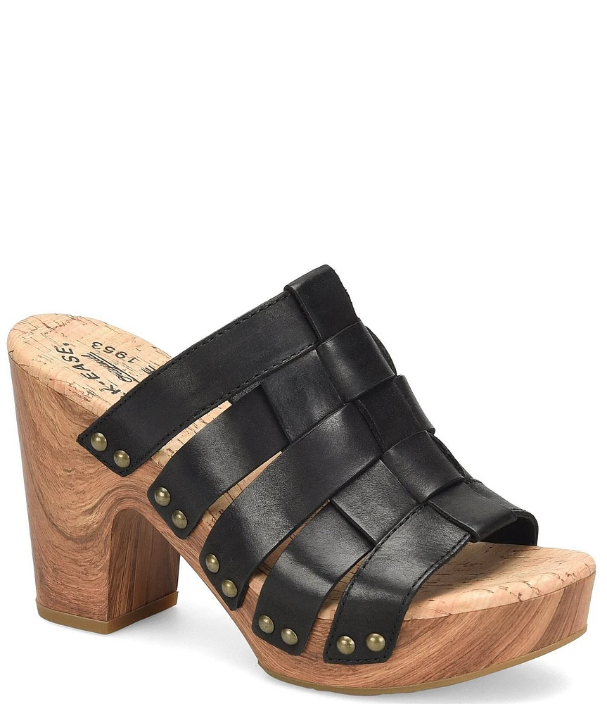 Kork-Ease Devan Woven Leather Platform Slide Sandals