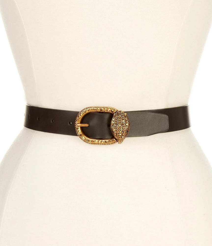 Kurt Geiger London 1.18#double; Embellished Eagle Buckle Smooth Leather Belt