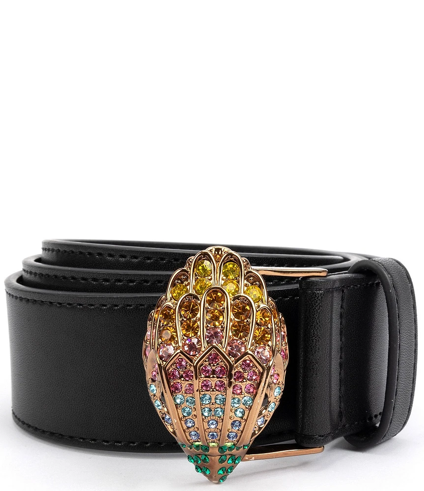 Kurt Geiger London 1.5#double; Rainbow Crystal Eagle Buckle Leather Belt