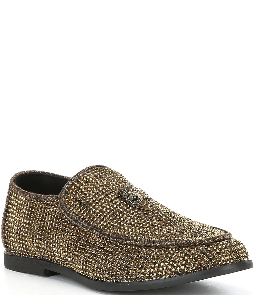 Kurt Geiger London Boys' Hugh Crystal Embellished Drenched Logo Ornament Slip On Loafers (Toddler)