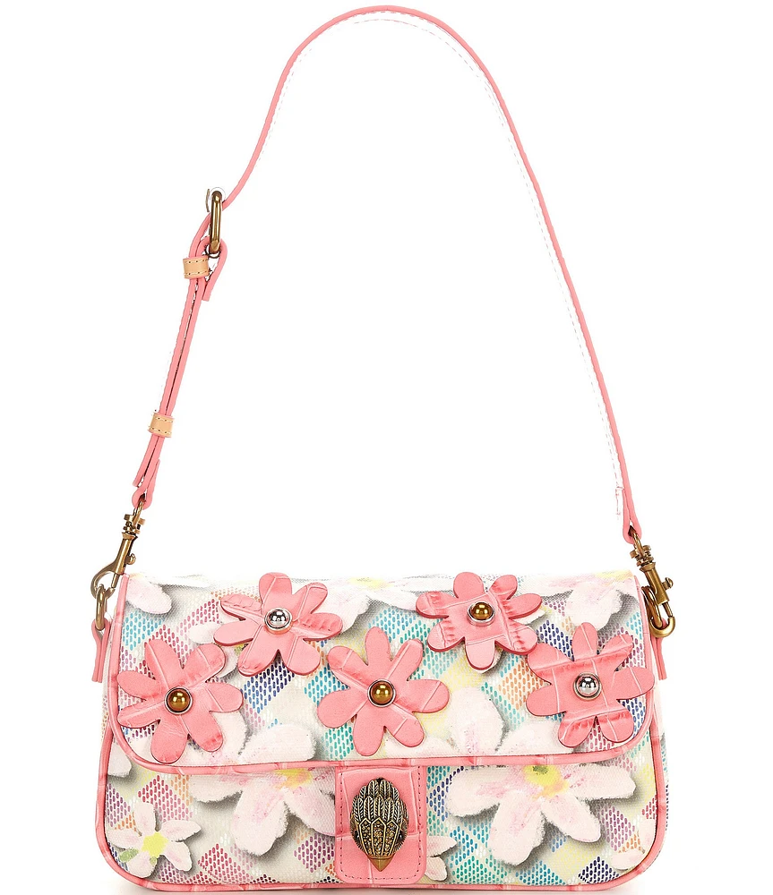 Kurt Geiger London Camden Flap Flower Contrast Trim Shoulder Bag