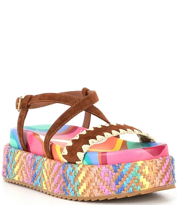 Kurt Geiger London Chelsea Suede Ankle Wrap Espadrille Platform Sandals