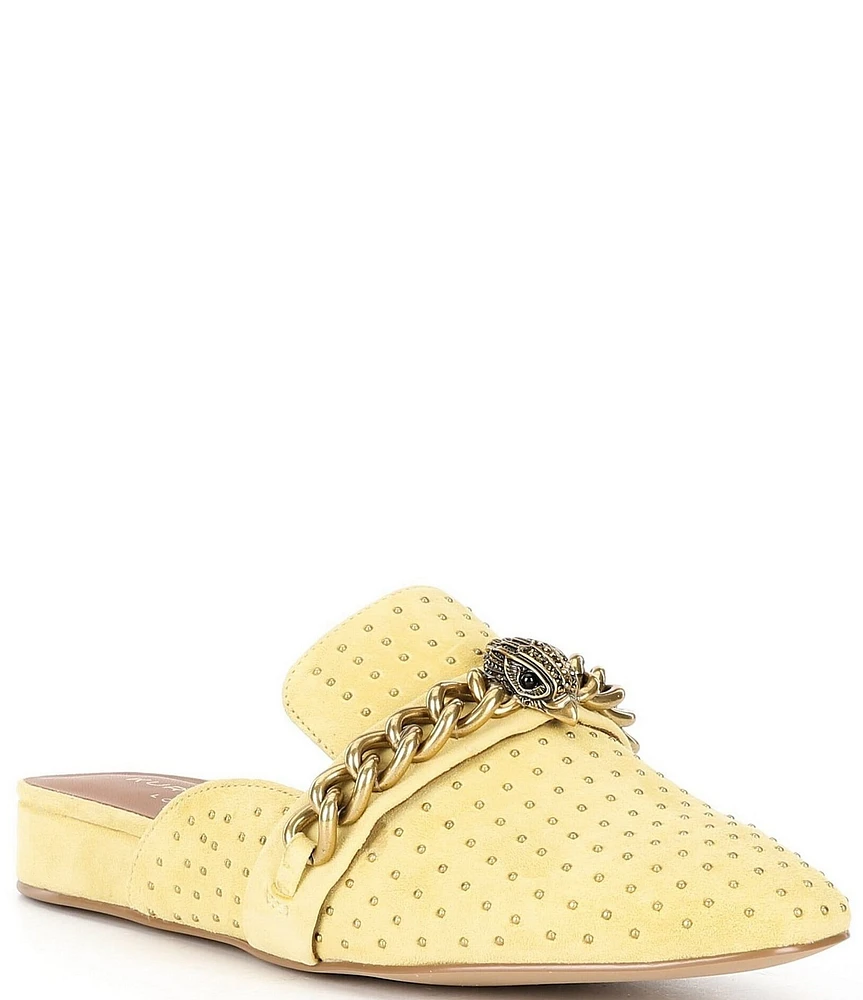 Kurt Geiger London Chelsea Suede Stud Embellished Chain Hardware Mules