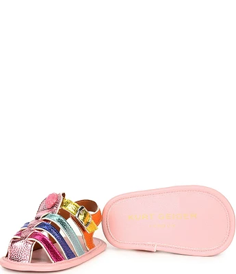 Kurt Geiger London Girls' Kensington Logo Ornament Fisherman Sandal Crib Shoes (Infant)
