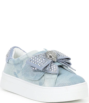 Kurt Geiger London Girls' Laney Denim Crystal Bow Sneakers (Youth)