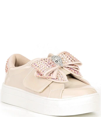 Kurt Geiger London Girls' Laney Leather Crystal Bow Sneakers (Youth)