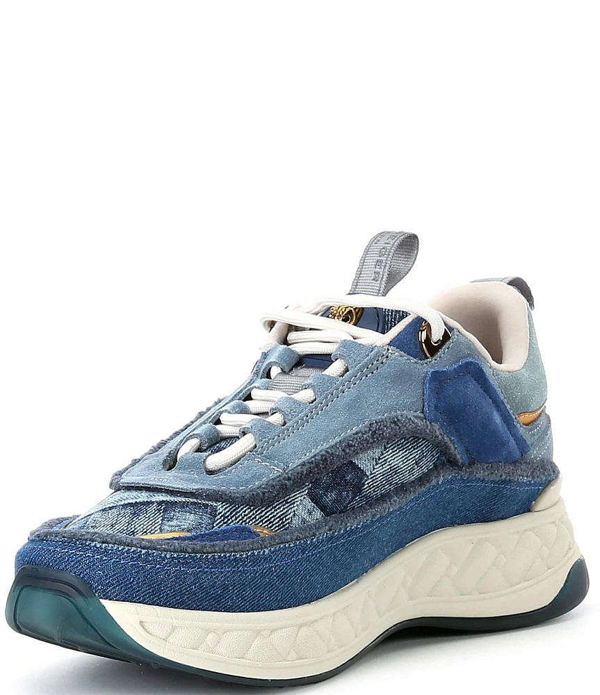 Kurt Geiger London Kensington Denim Patchwork Platform Sneakers