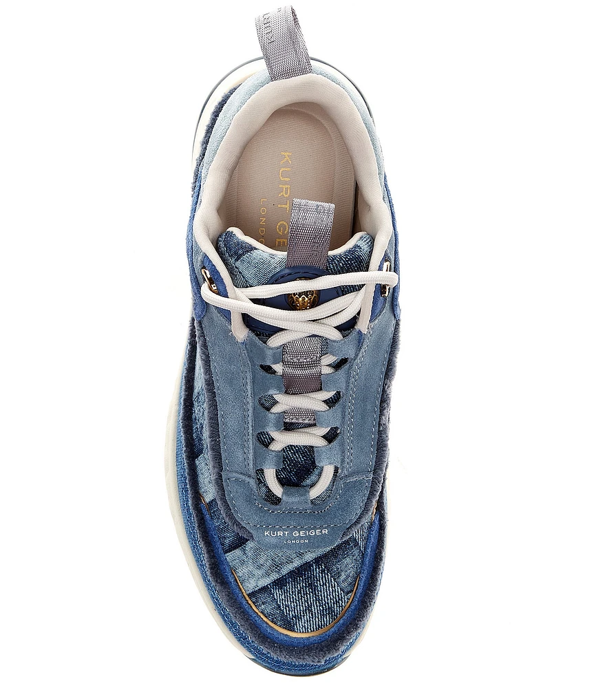 Kurt Geiger London Kensington Denim Patchwork Platform Sneakers
