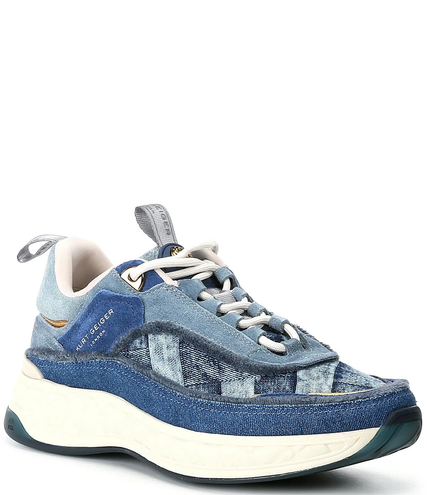 Kurt Geiger London Kensington Denim Patchwork Platform Sneakers