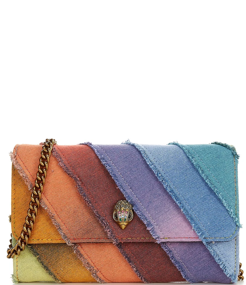 Kurt Geiger London Kensington Rainbow Denim Wallet On Chain Crossbody Bag
