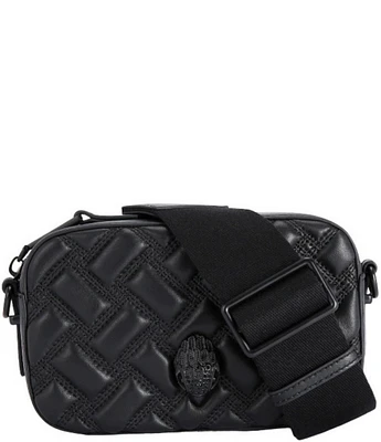 Kurt Geiger London Kensington Drench Black Quilted Leather Small Camera Crossbody Bag