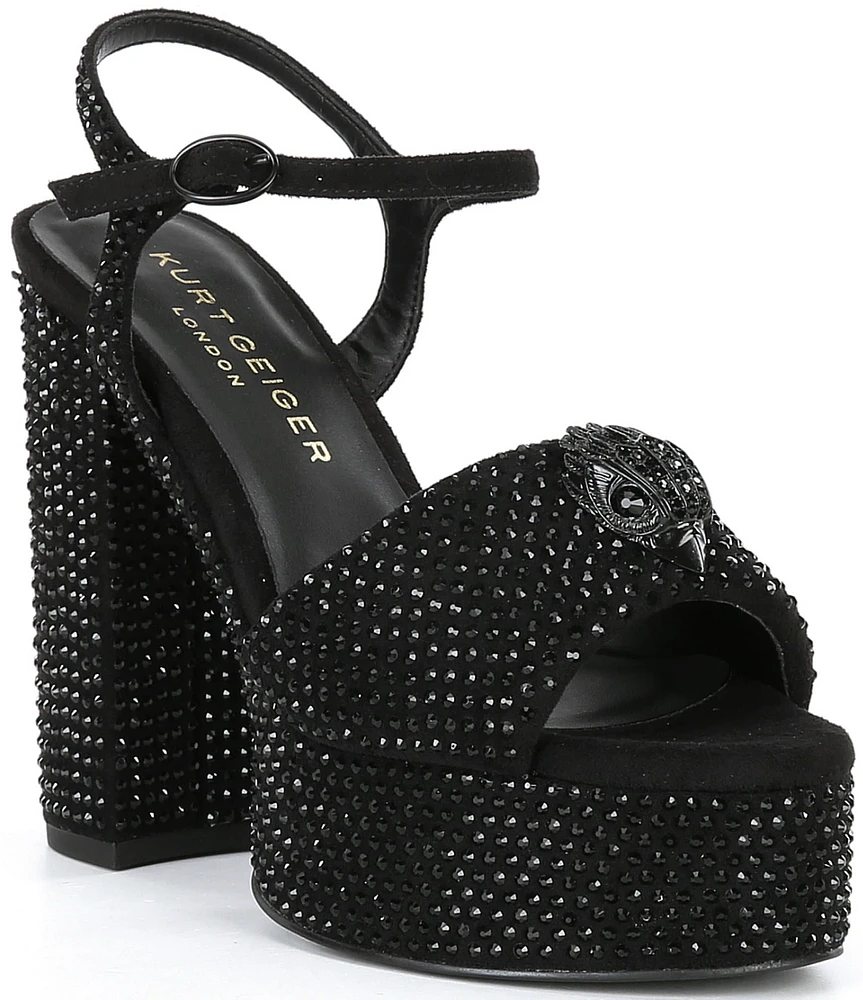Kurt Geiger London Kensington Crystal Embellished Drenched Logo Ornament Platform Sandals