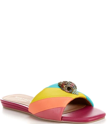 Kurt Geiger London Kensington Rainbow Leather Slide Sandals