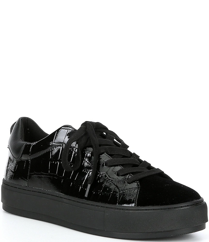 Kurt Geiger London Men's Laney Crocodile Embossed Leather Lace Up Sneakers