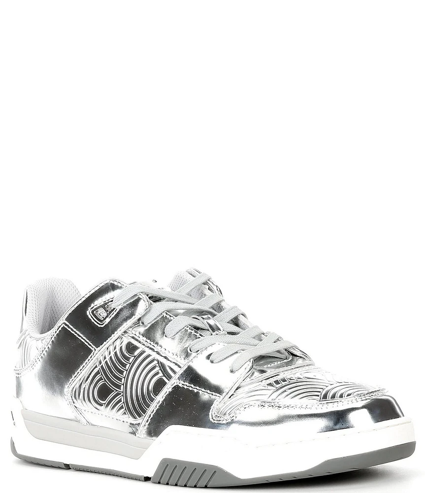 Kurt Geiger London Men's Regan Plaque Metallic Lace Up Sneakers