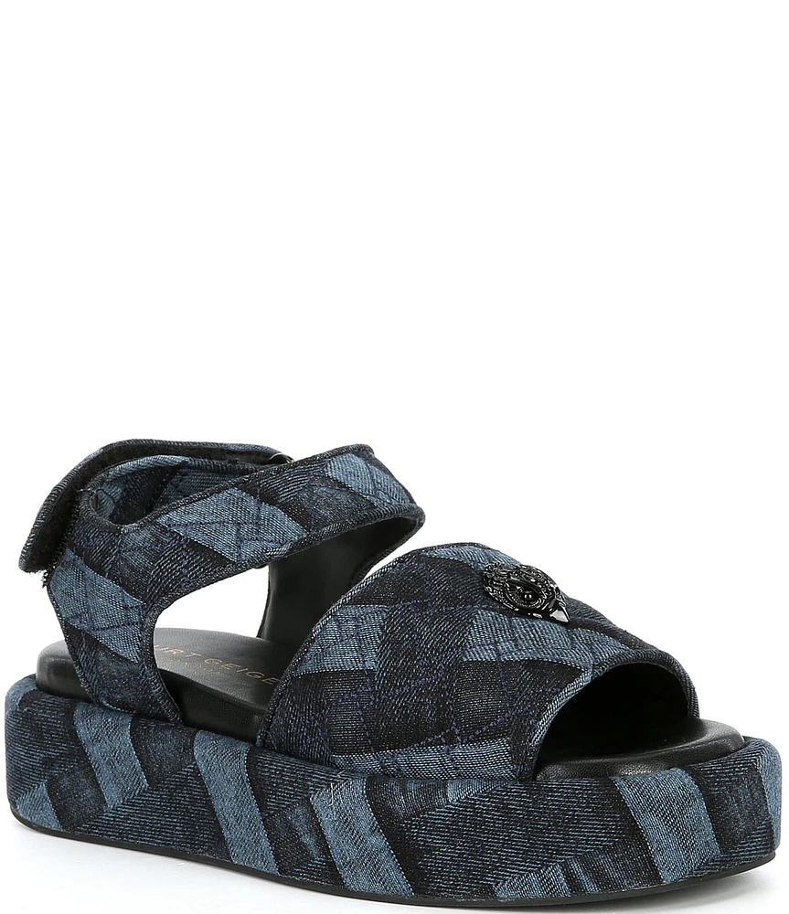 Kurt Geiger London Onyx Denim Patchwork Platform Sandals