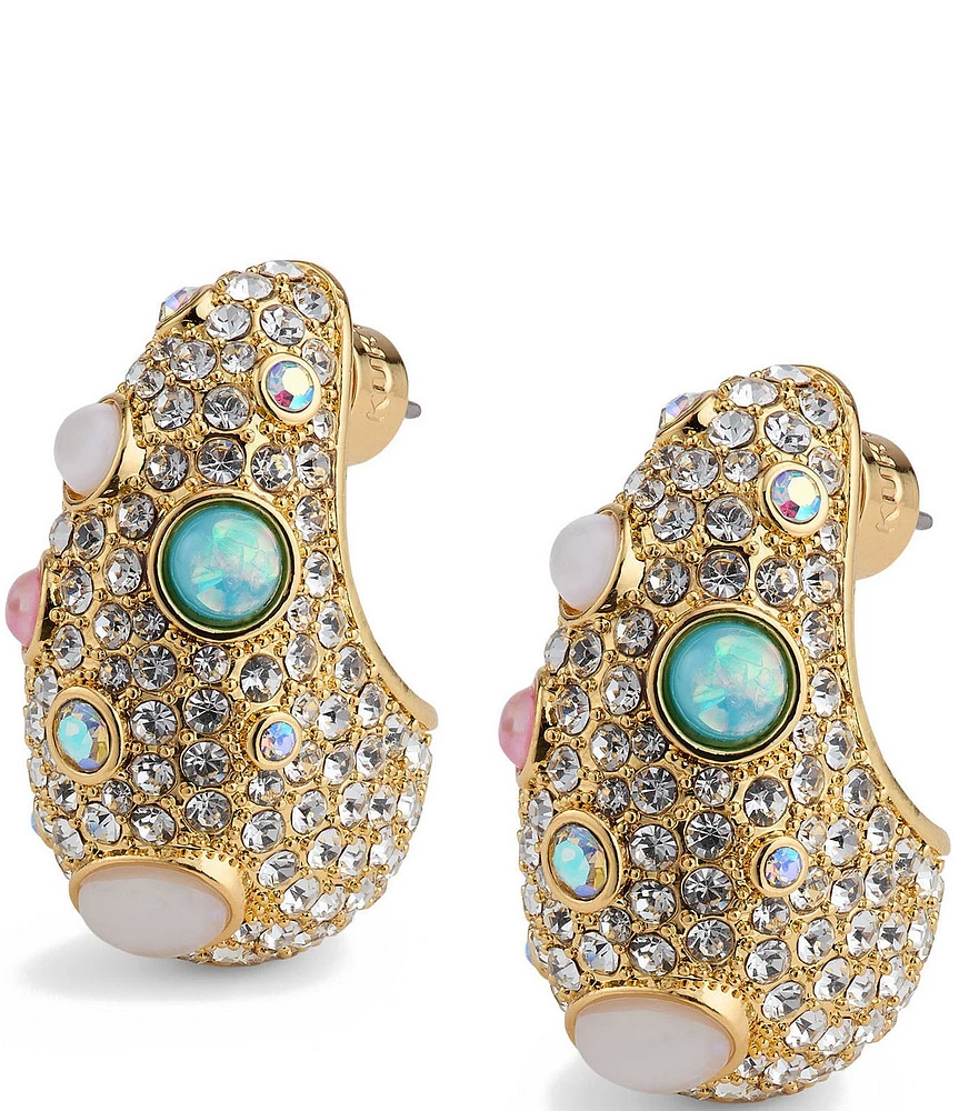Kurt Geiger London Pav Dome Mixed Stone Puffy Drop Earrings