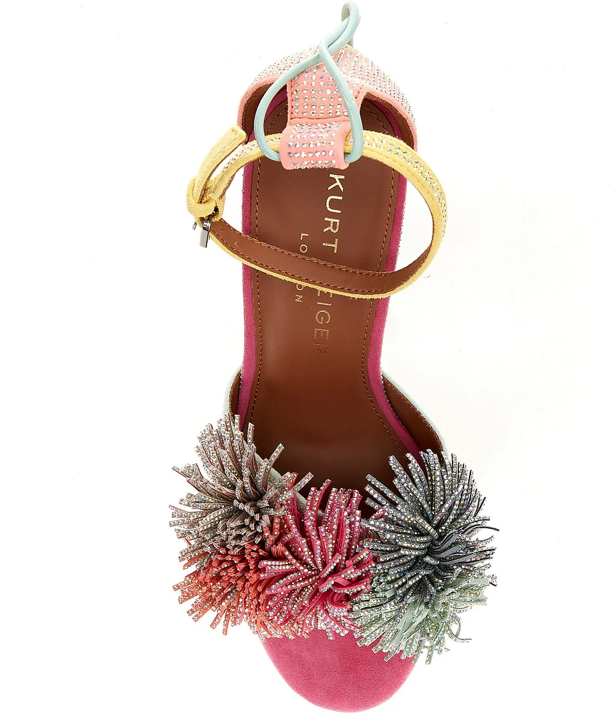 Kurt Geiger London Embellished Pom-Pom Tassel Ankle Wrap Dress Sandals