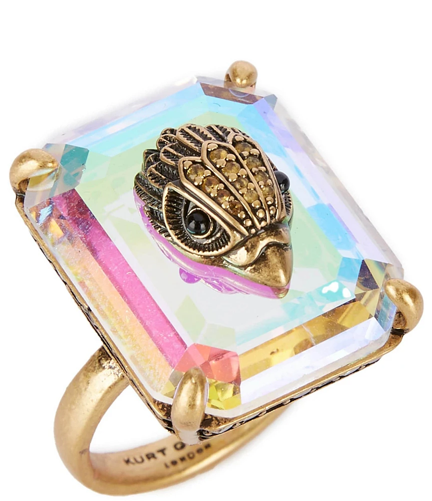 Kurt Geiger London Signature Eagle Crystal Gem Statement Cocktail Ring