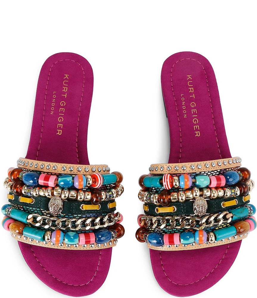 Kurt Geiger London Southbank Beaded Ornament Suede Slide Sandals