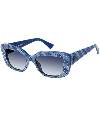 Kurt Geiger London Women's KGL1021 52mm Rectangle Denim Print Sunglasses