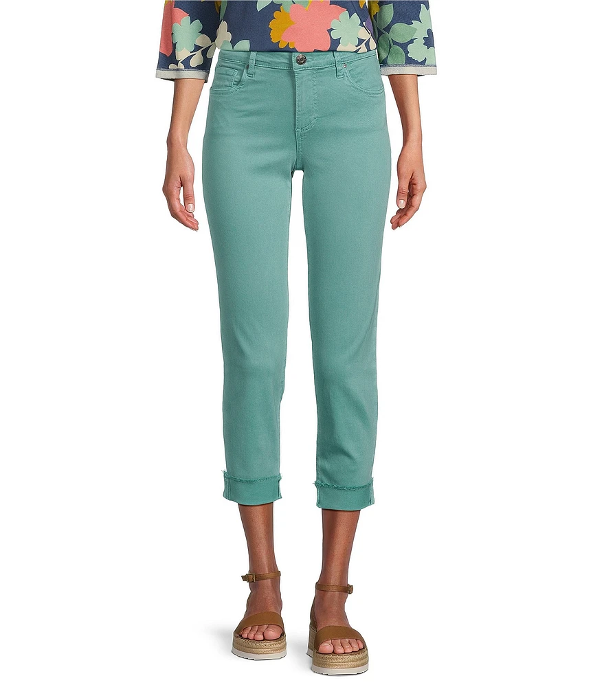 KUT from the Kloth Amy Straight Leg Rolled Up Fray Hem Cropped Jeans