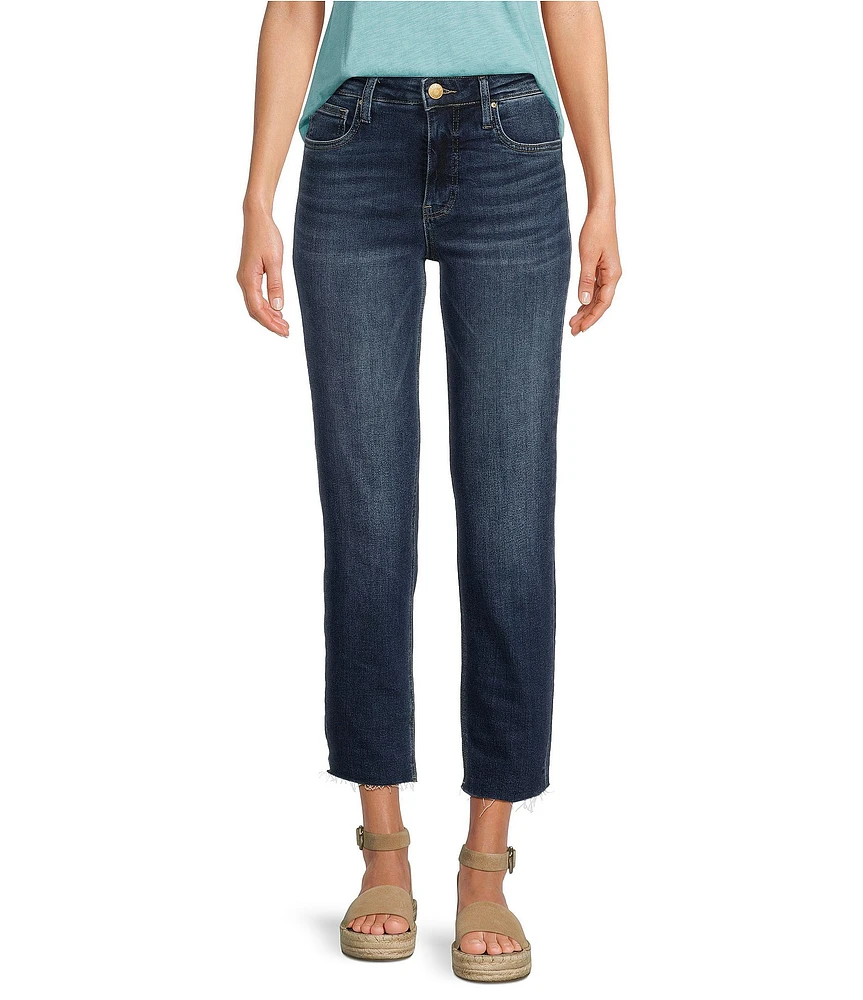 KUT from the Kloth Rachael High Rise Straight Leg Raw Hem Mom Jean